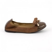 5394 Suede Ballet Pump with Patent Toe